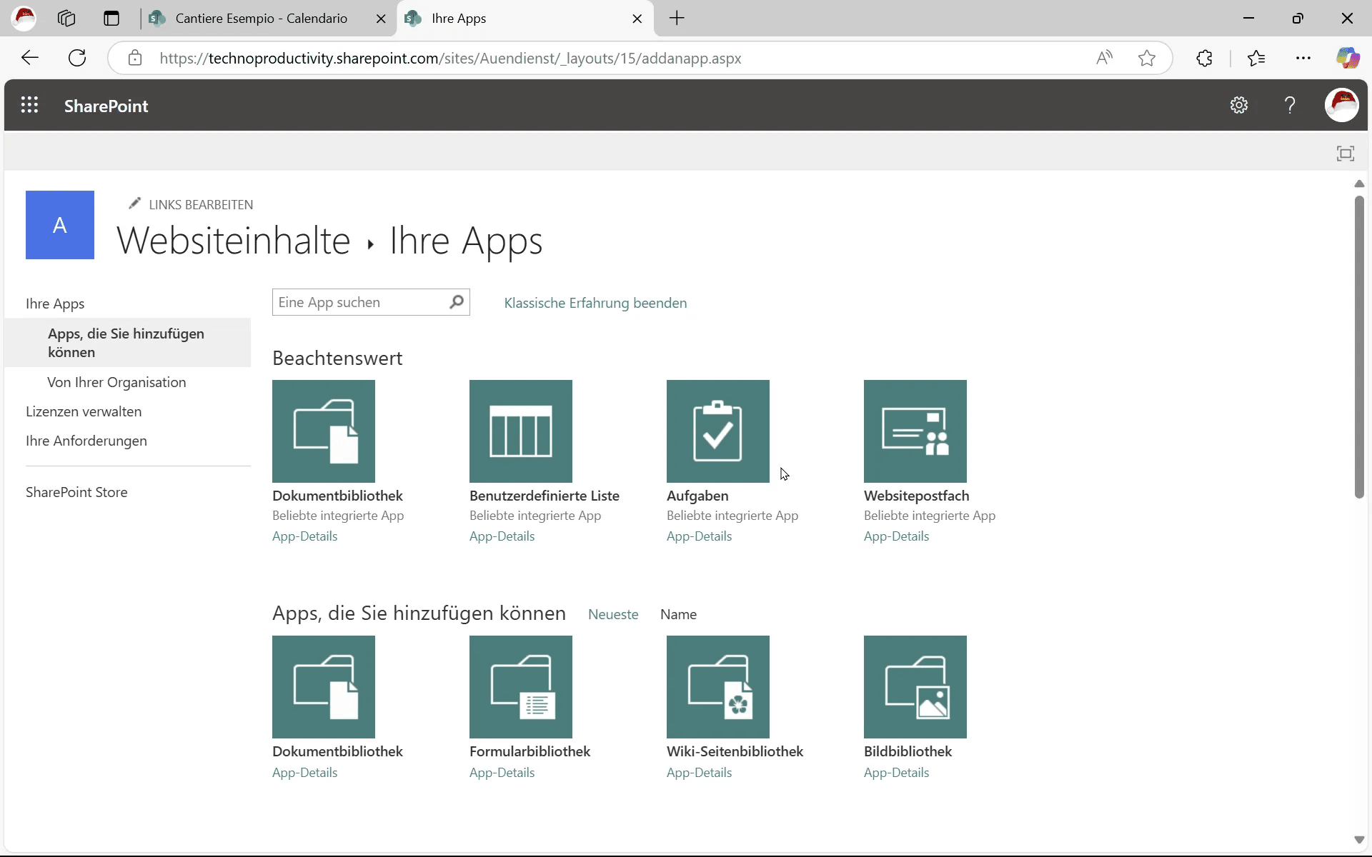 List of available apps in SharePoint List of available apps in SharePoint
