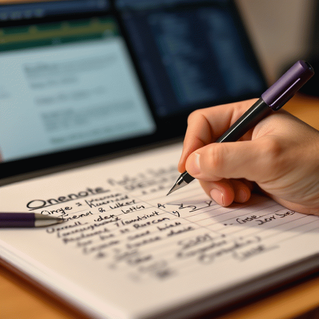 Handwritten notes on a pad - in future searchable in full text with OneNote and shared with colleagues.