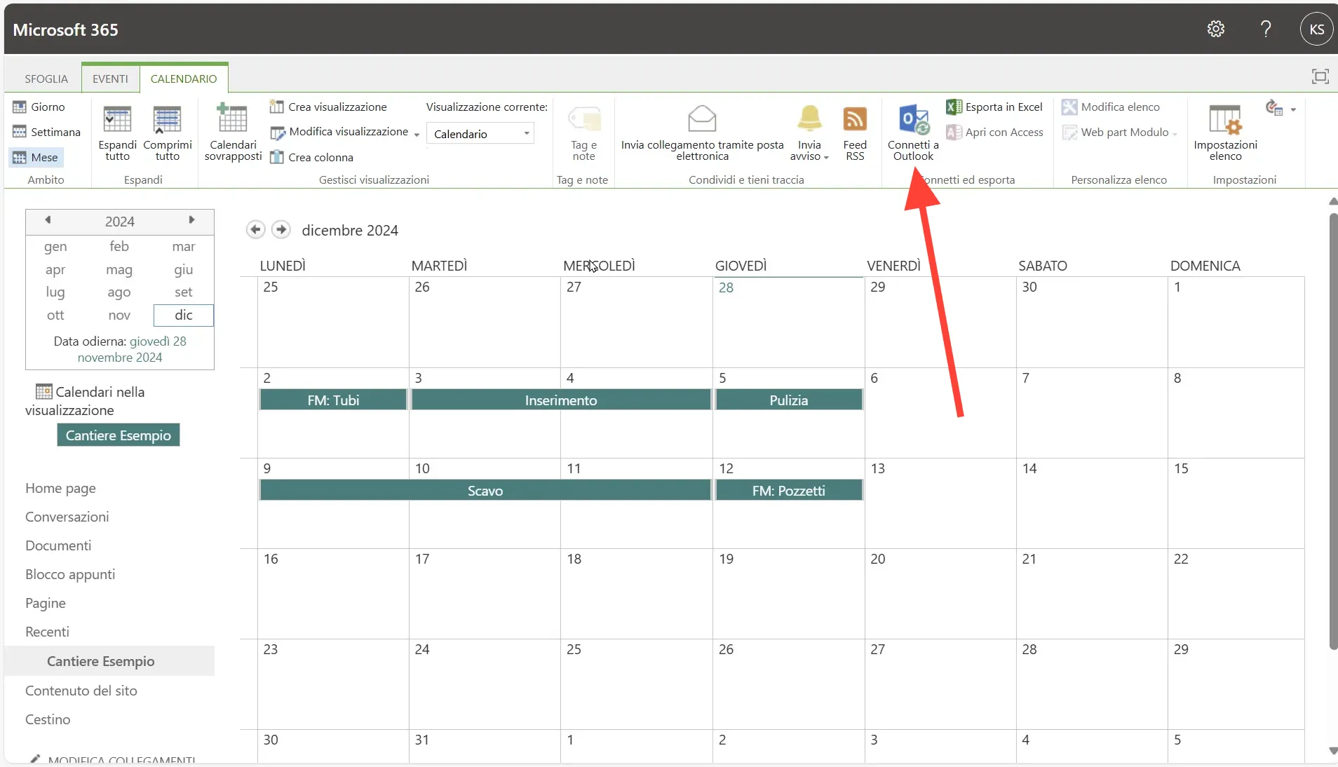 'Outlook' button in the SharePoint calendar 'Outlook' button in the SharePoint calendar